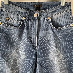ESCADA Geometric Laser Cut Print Straight Leg Jean